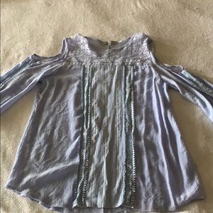 Profile Apparel Light Blue Cold Shoulder Top